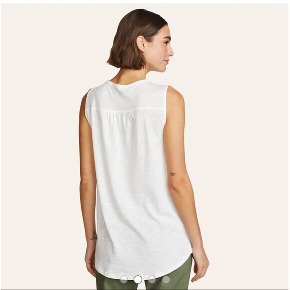 Eddie Bauer Women's Gate Check Sleeveless Split Neck Tunic White 2XL - Picture 2 of 6